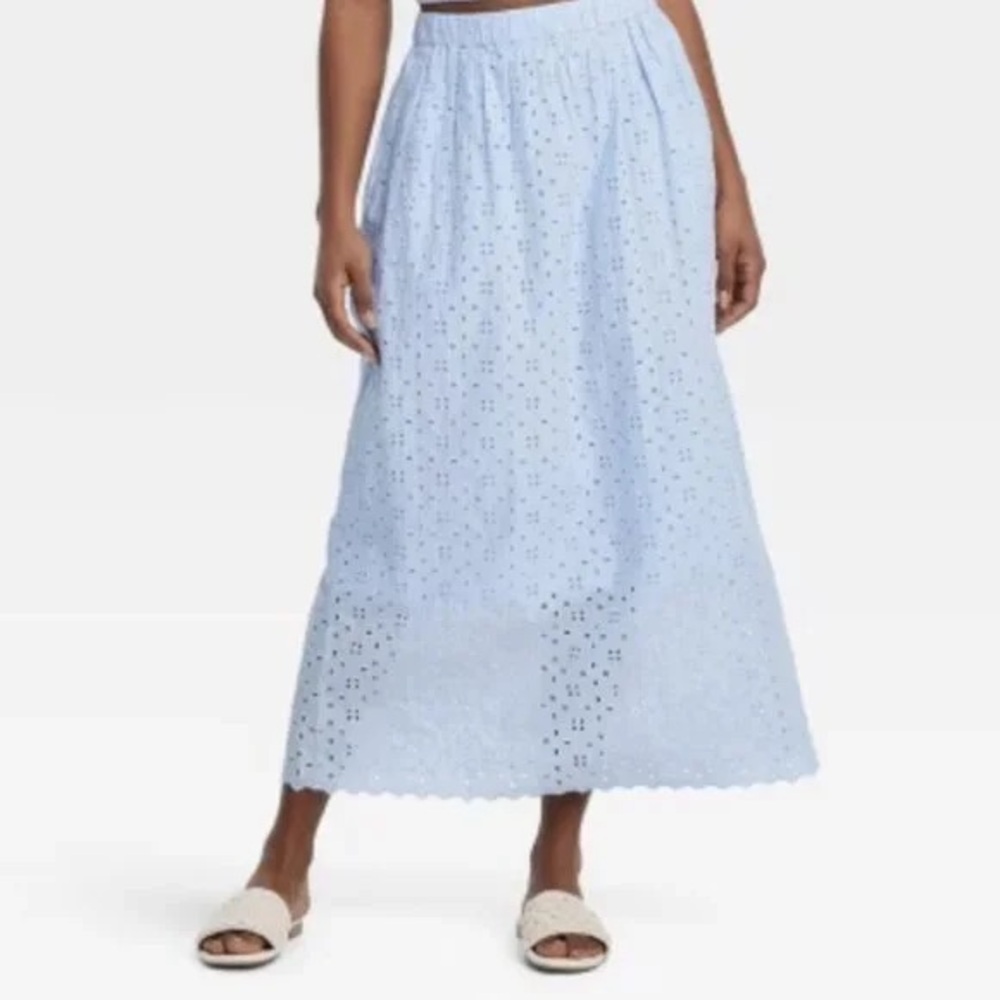 Universal Thread Eyelet Maxi Skirt size XL Light Periwinkle Blue with Pockets